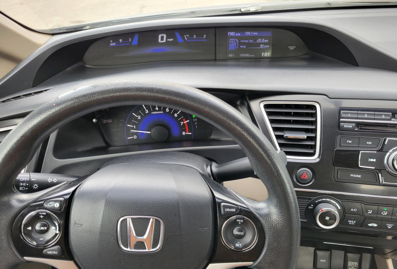 2013 Brown /Tan Honda Civic LX (2HGFB2F57DH) with an 1.8L I4 engine, 5 Speed Automatic transmission, located at 450 N Russell, Missoula, MT, 59801, (406) 543-6600, 46.874496, -114.017433 - Photo#13